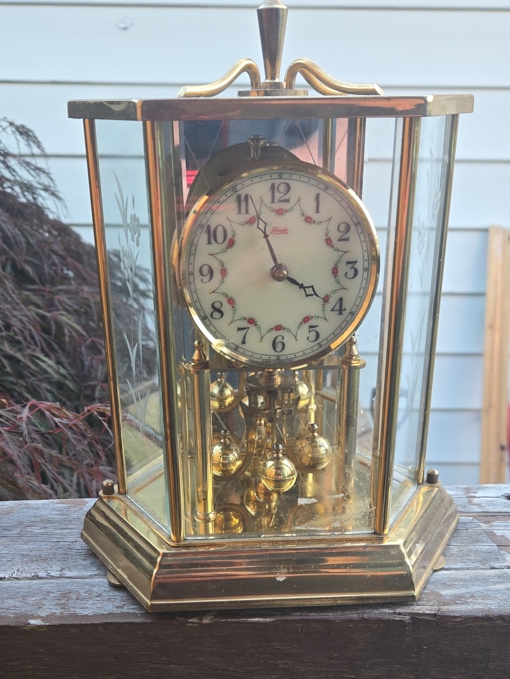 Gold Anniversary Clock with Floral Dial